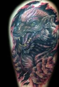 Nova školjana rastrgana koža sa zlim uzorkom tetovaže vukodlaka