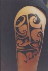 Funny black tribal totem shoulder tattoo pattern