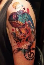 Arm color good looking chameleon tattoo pattern