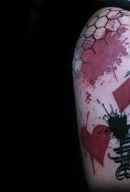 Геометриска шема за тетоважа во форма на срце, во боја