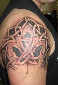 Maple Leaf og Celtic Knotted Tattoo Pattern