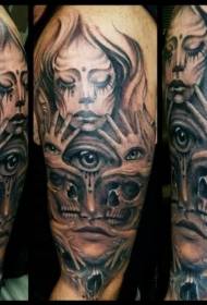 Black ashes devil witch eye tattoo pattern