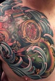 Rinnan väri hauska sukelluspuku tatuointikuvio