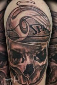 Košarkaška tema crni pepeo uzorak velike tetovaže