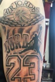 Arm svartur grár stíll Jordan Memorial Tattoo Pattern