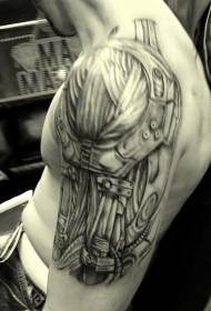 Na ramenu biomehanički mehanički uzorak tetovaže