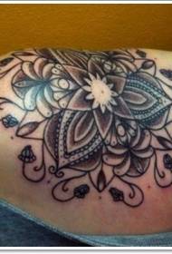Shoulder black gray vanilla lotus tattoo pattern