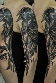 Big arm new school black big crow tattoo pattern