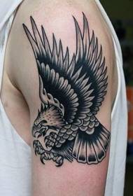 Old school black and white eagle big arm tattoo pattern