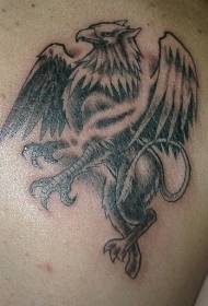 Boy back griffin animal tattoo pattern