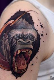 Big arm color comic crazy orangutan tattoo pattern