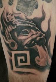 Estilo gris negro estatua de piedra divertida y patrón de tatuaje símbolo
