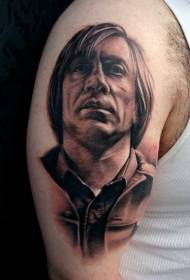 Big rameno muž portrét čiernej a bielej tetovanie vzor