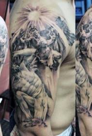 Grande braço incrível anjo preto sol tatuagem padrão