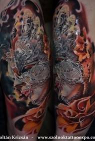 Veľká ruka ručne vypracované farebné ženy portrét s motýľ masky tetovanie vzorom