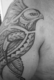 Arm polynesian tribal style eagle tattoo pattern