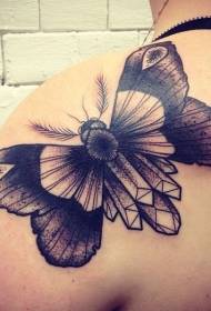 Shoulder black moth tattoo pattern