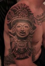 Big black and gray style funny stone statue tattoo pattern