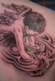 Shoulder cherub and water tattoo tattoo