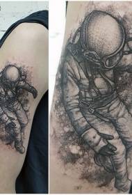 Big arm carving style black spaceman tattoo pattern