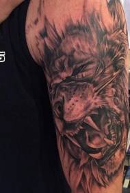 Black gray style arm evil tiger tattoo pattern
