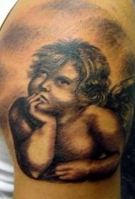 Grouss Arm klassesch kleng Engel Tattoo Muster
