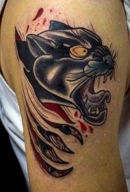 Big arm ikhathuni isitayela ezinemibala panther kanye uzipho tattoo