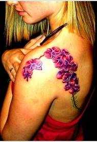 Shoulder purple orchid phalaenopsis flower tattoo pattern