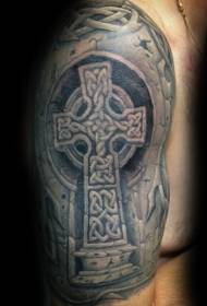 Arm celtic knot cross stone tattoo pattern