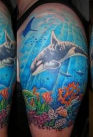 Big beautiful painted underwater small animal tattoo pattern