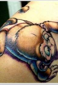 Amuza kolora malgranda simio bebo tatuaje sur la ŝultro