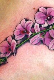 Shoulder purple orchid tattoo pattern