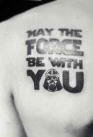 Itzuli letra lodia beltzak Darth Vader kaskoaren tatuaje ereduarekin