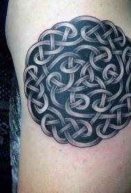 Big arm simple black and white celtic knot round tattoo pattern