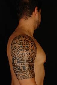 Big arm Polynesian style black totem tattoo pattern