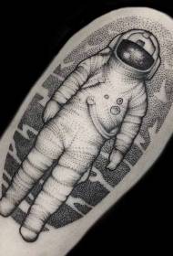 Spun stiliaus juodo kosmonauto tatuiruotės modelis