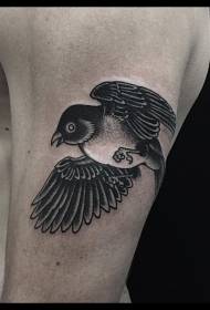 Big and small fresh black gray bird tattoo pattern