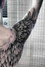 Váll fekete-fehér szárnyak vállán tetoválás minta