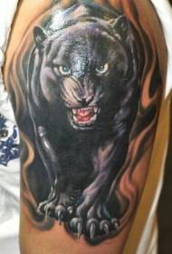 Fierce black panther tattoo pattern