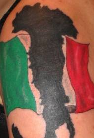Black map and italian flag big arm tattoo pattern
