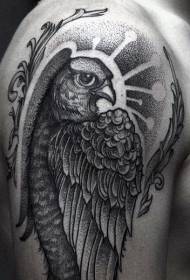Big arm old school black gray point eagle tattoo pattern