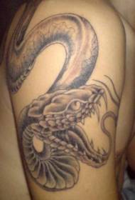 Patrón de tatuaje de serpiente de brazo grande gris negro