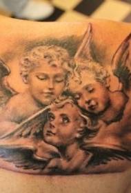 Three angel tattoo patterns on the shoulders
