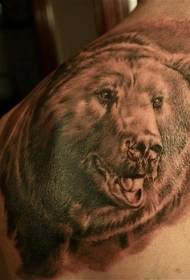 Tatuaggio realista d'orsu nantu à a spalle