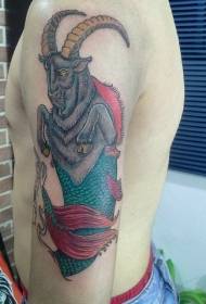 Big arm school color fantasy Capricorn tattoo pattern