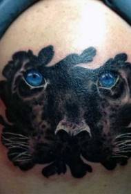 Stunning new school panther blue eyes tattoo pattern