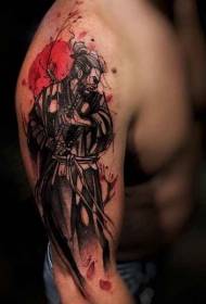 Ramiona spektakularny wzór tatuaż czarno-biały wojownik kwiat