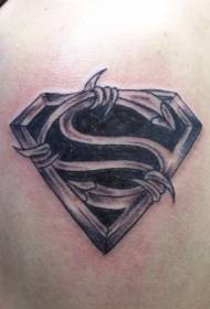 Patrón de tatuaxe de logotipo de Superman en branco e negro