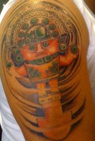Colorful Aztec Idol Big Tattoo Pattern
