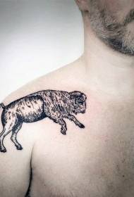 Черная линия татуировки коровы